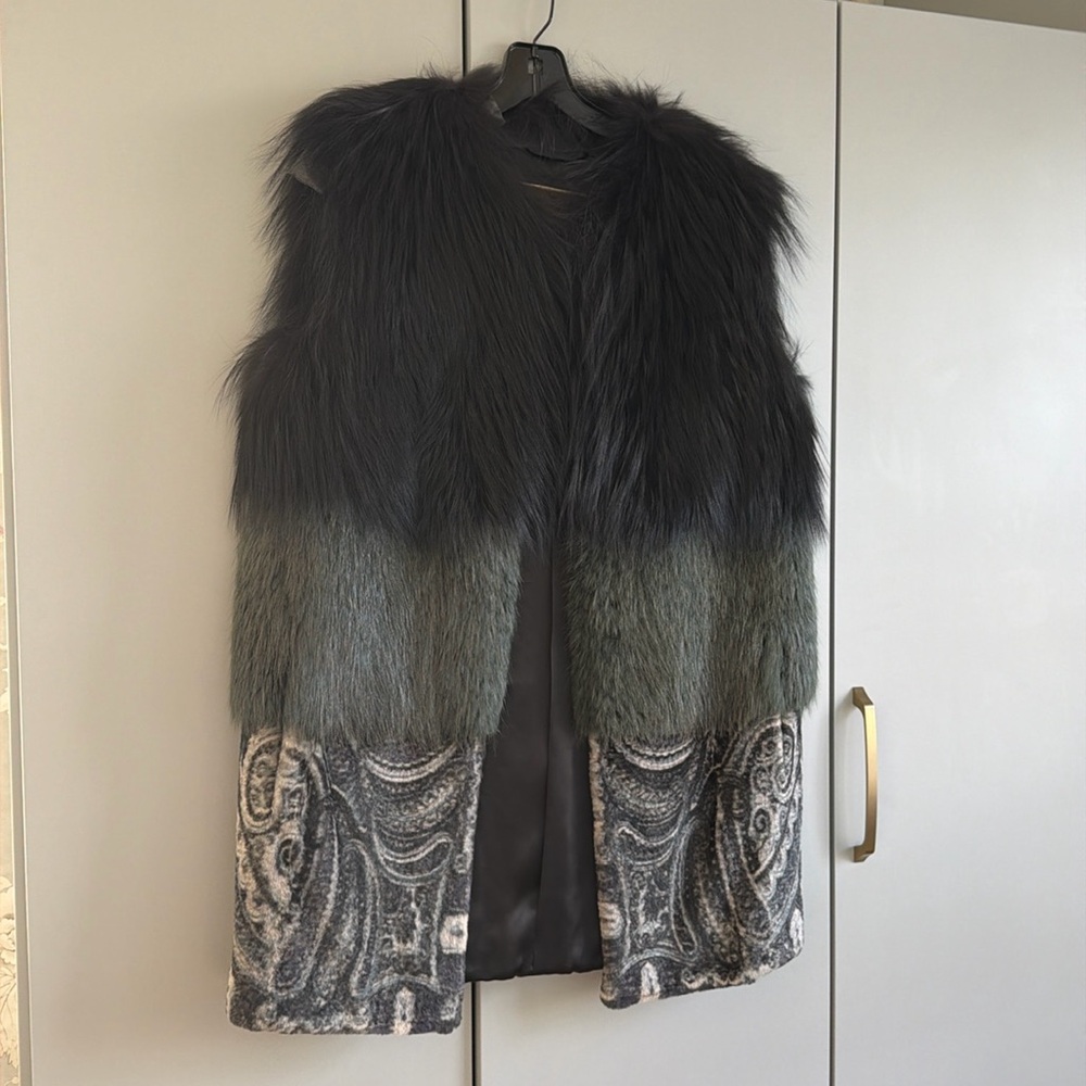 ETRO Real Silver Fox Fur Vest